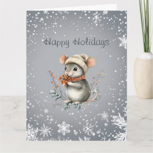 Süße Wintermaus mit Beeren Karte