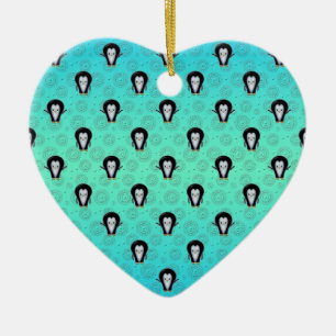 Süße Winterpinguine über Türkis und Mintgrün Keramik Ornament