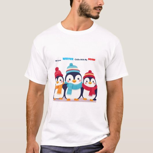 Süße Winterpinguine Wir lieben den Winter T-Shirt (Vorderseite)