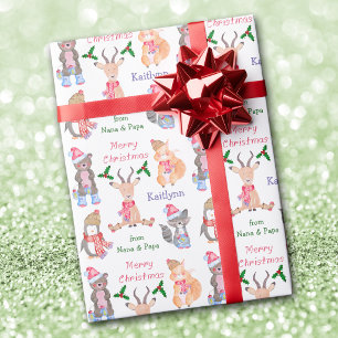 Süße Wintertiere personalisiertes Weihnachten Geschenkpapier