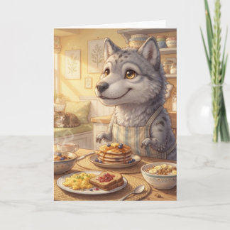 Süße Wolf Frühstück Grußkarte Karte