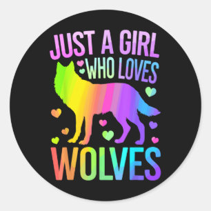 Süße Wolfkunst für Frauen Mädchen Wof Pack Wölfe W Runder Aufkleber