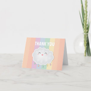 Süße Wolken-Regentropfen-Regenbogen-Baby-Party Dankeskarte