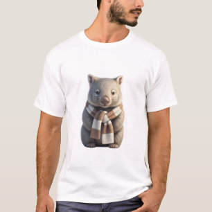 Süße Wombat-Illustration mit gestreifter Schärpe T-Shirt