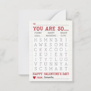 Süße Wortsuche Valentinstag Mitteilungskarte