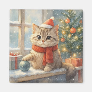 Süße wunderliche Weihnachtskatze Magnet