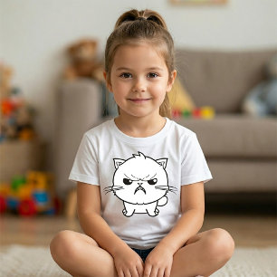 Süße wütende zischende Katzen-Linienkunst-Illustra T-Shirt