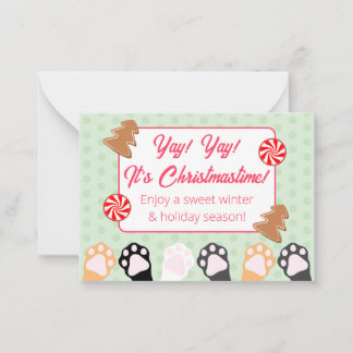 Süße Yay Yay Es ist Weihnachtszeit Katze Mitteilungskarte