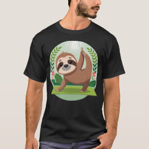 Süße Yoga-Faultier-Cartoon-entspannte Pose Natur T-Shirt