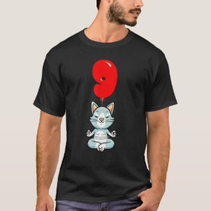 Süße Yoga-Katze 9. Geburtstag Kinder-Ballon-Party T-Shirt