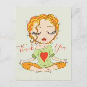 Süße Yoga Mädchen Danke   Orange Haar Postkarte