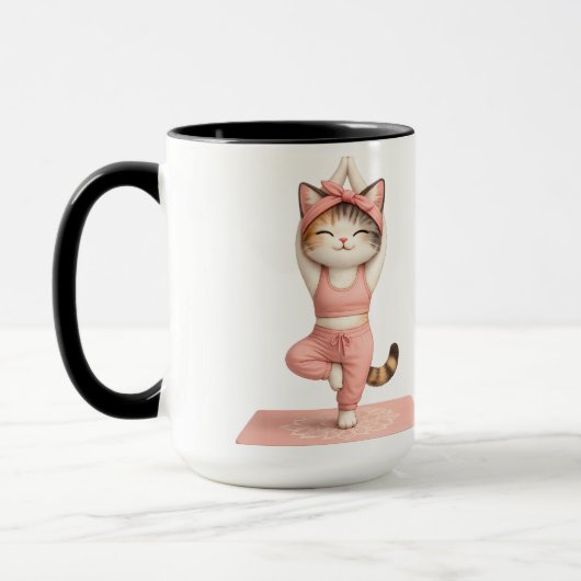 Süße Yogakatze mit Donut-Kaffeetasse Tasse (Links)