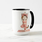 Süße Yogakatze mit Donut-Kaffeetasse Tasse (VorderseiteRechts)