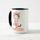 Süße Yogakatze mit Donut-Kaffeetasse Tasse (Vorderseite Links)