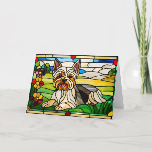 Süße Yorkie Glasmalerei Karte