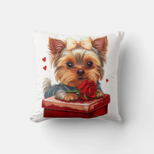 Süße Yorkie-Herzen Muttertags-Valentinstag Kissen