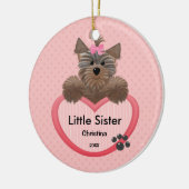 Süße Yorkie kleine Schwester-Weihnachtsverzierung Keramikornament (Links)