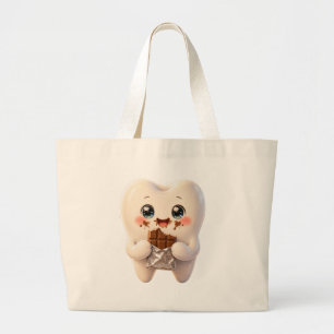 Süße Zahn-Schokolade-essende Kawaii-Zahn-Tasche Jumbo Stoffbeutel