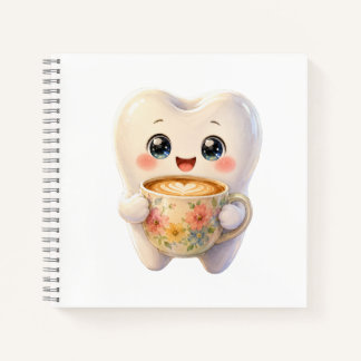 Süße Zahnarzt-Coffee-Liebhaber Kawaii Charakter Qu Notizblock