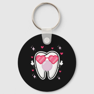 Süße Zähne Herz Sonnenbrille Bläst Kaugummi Dental Schlüsselanhänger