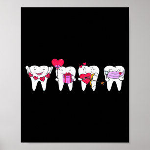 Süße Zähne Herz Valentinstag Zahnärztliche Hygieni Poster