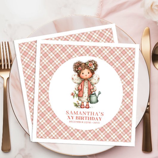 Süße Zauberfee Blush Blumen 2. Geburtstag Serviette