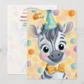 Süße Zebra-Kinder-Geburtstagseinladung Einladung (Vorne/Hinten)