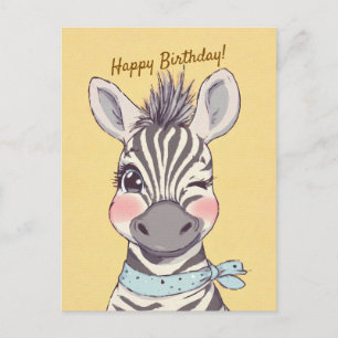 Süße Zebra mit Bandana Kindergeburtstagseinladung Postkarte