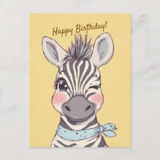 Süße Zebra mit Bandana Kindergeburtstagseinladung Postkarte