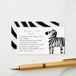 Süße Zebra-Staubblaue Jungen-Baby-Shower-Bücher Begleitkarte