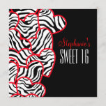 Süße Zebraherzen Sweet 16 Party Einladung<br><div class="desc">Niedliches und lustiges Design mit zebra gemusterten Herzen. Schönes Muster in Rot,  Schwarz und Weiß auf süße 16. Geburtstagsfeier. Perfektes Geschenk für 16 . Geburtstag. Vollständig anpassbar,  einfach zu personalisieren mit Ihren Party-Details,  Namen,  Schriftart und Formulierungen.</div>