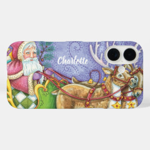 Süße Zeichentrick-Weihnachts-Santa-Claus-Schlitten iPhone 16 Hülle