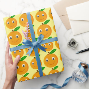 Süße Zeichnung einer Orange im Cartoon-Stil Geschenkpapier