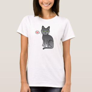 Süße Zeichnung einer russischen Blaurassekatze mit T-Shirt