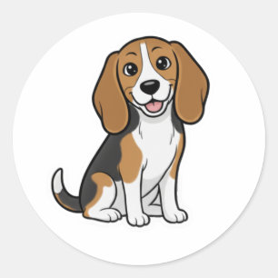 Süße Zeichnung eines schönen Hundes Runder Aufkleber