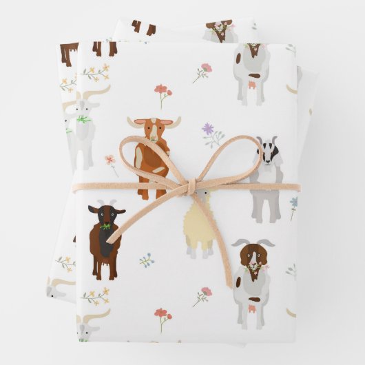 Süße Ziegen Bauernhoftiere Geschenkpapier Set (Beispiel)