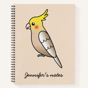 Süße Zimt-Nymphensittich-Cartoon-Vogel-Illustratio Notizblock