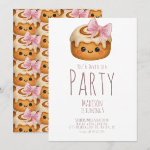 Süße Zimtschnecken Brötchen Mädchen Geburtstagsfei Einladung
