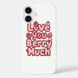 Süße Zitate zu Valentinstag mit Früchten und Cupca iPhone 16 Hülle