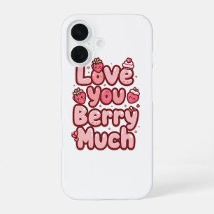 Süße Zitate zu Valentinstag mit Früchten und Cupca iPhone 16 Hülle
