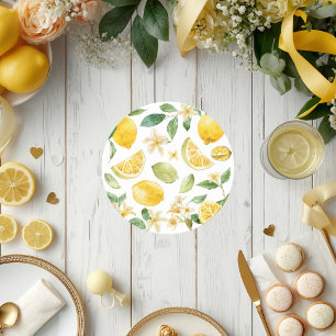 Süße Zitrone Baby Shower  Runder Pappuntersetzer