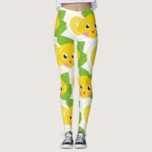 Süße Zitronen-Emoji-Gesichtsmuster Leggings