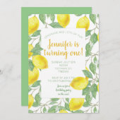 Süße Zitronen gelber Sommer. Einladung (Vorne/Hinten)