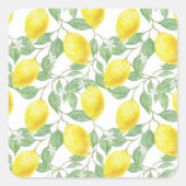Süße Zitronen gelber Sommer. Quadratischer Aufkleber (Vorderseite)