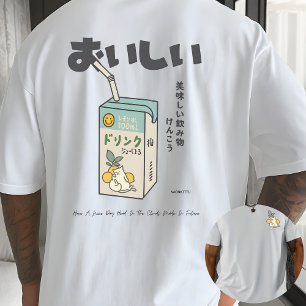 Süße Zitronensaft-Box-Katze japanische Ästhetik T-Shirt