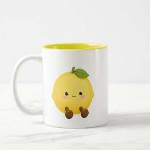 Süße Zitronentasse Kawaii-Frucht-Kaffeetasse als Zweifarbige Tasse