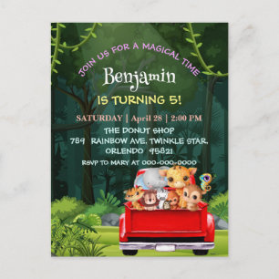 Süße Zoo-Dschungel-Bauernhof-LKW-Traktor-Junge-Bir Postkarte