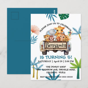 Süße Zoo-Dschungel-Bauernhof-LKW-Traktor-Junge-Geb Postkarte