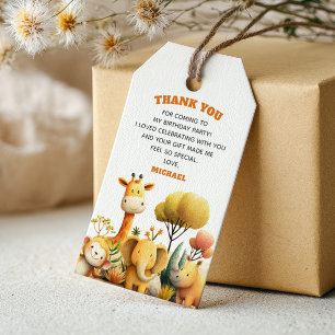 Süße ZOO-Safari-Tiere 1. Geburtstags-Dankeschön  Geschenkanhänger