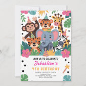Süße Zoo-Tier-Kinderparty Einladung (Vorderseite)